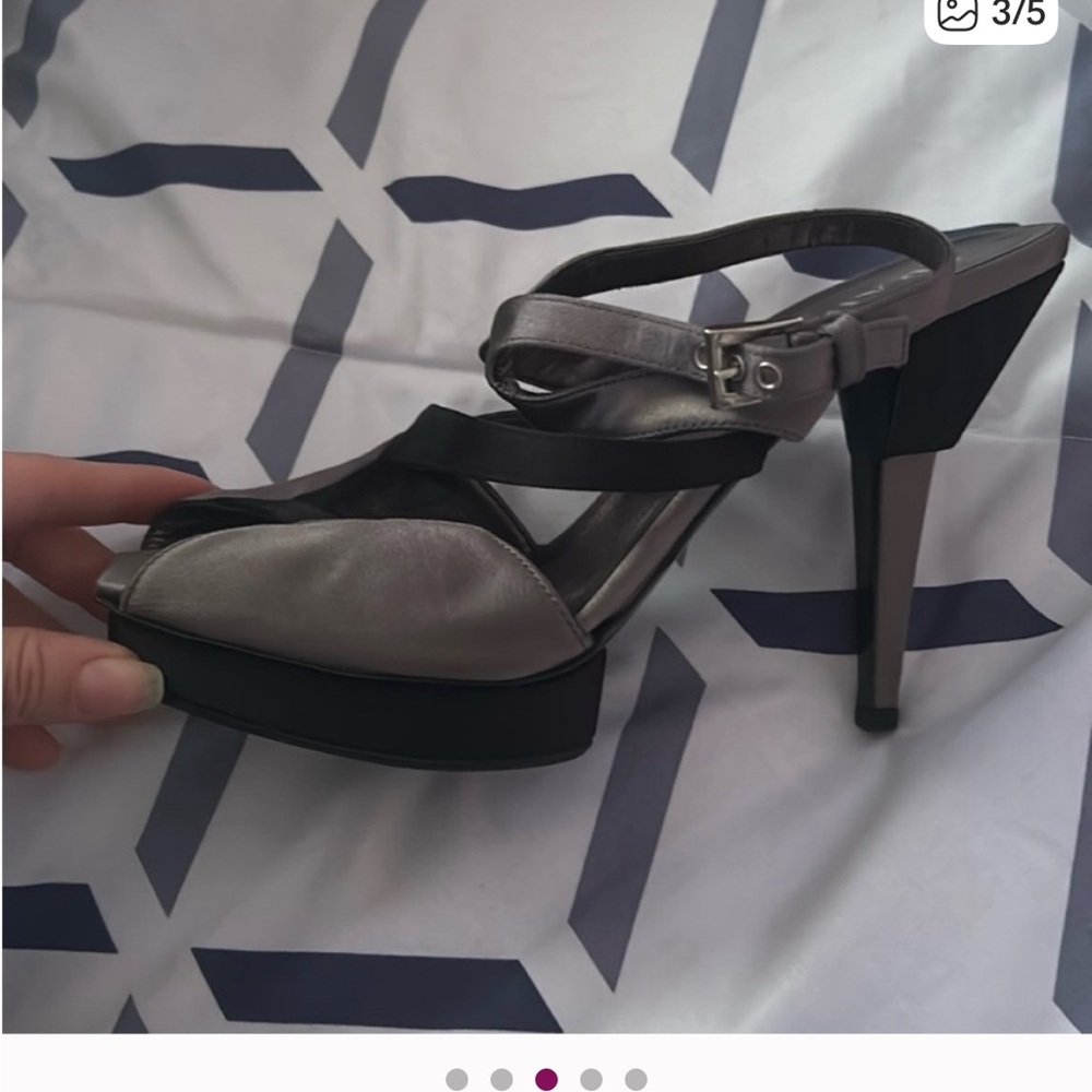 🖤Prada Silver and Black Strappy Heels